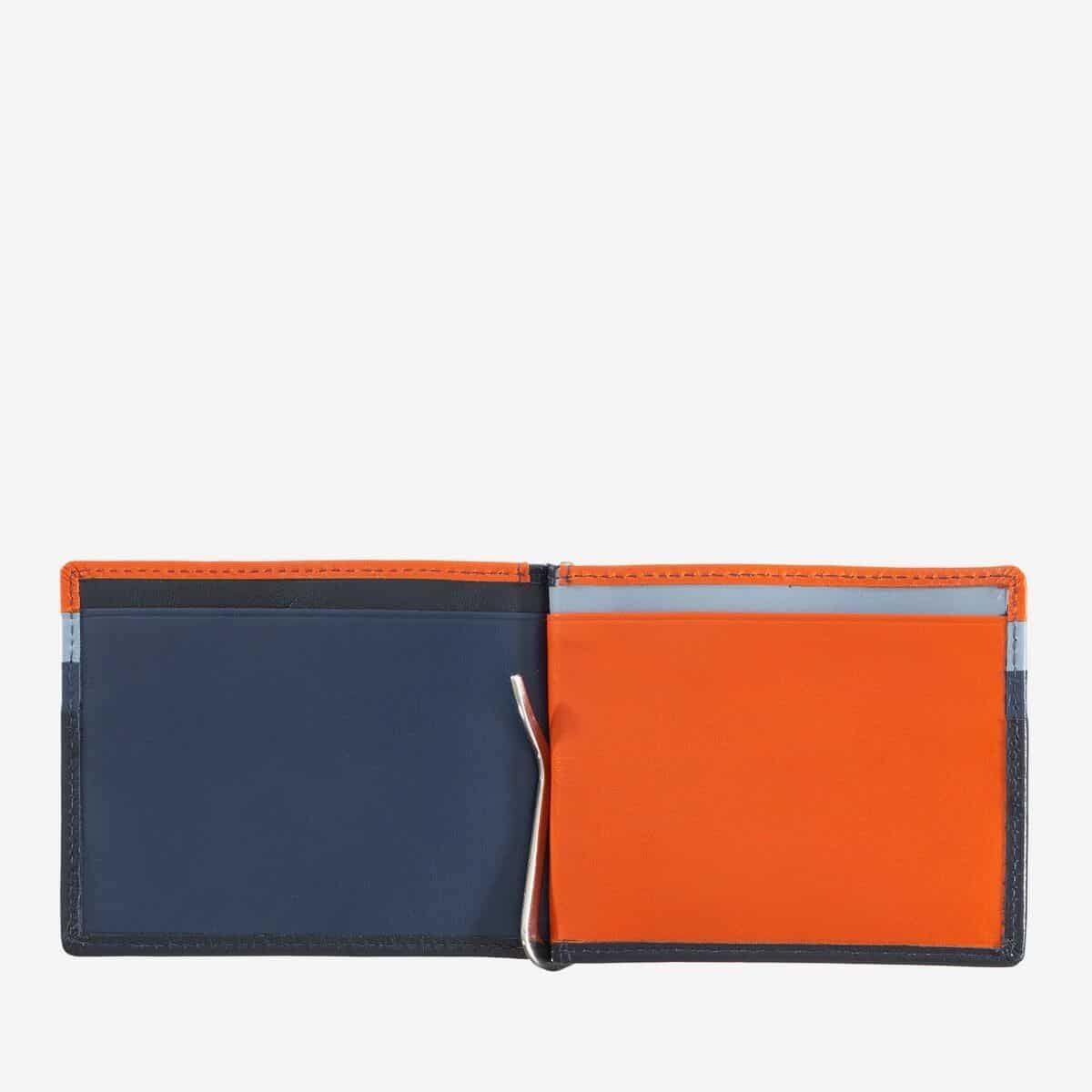 Portafoglio uomo con fermasoldi in Pelle Dudubags Blu Navy Porta