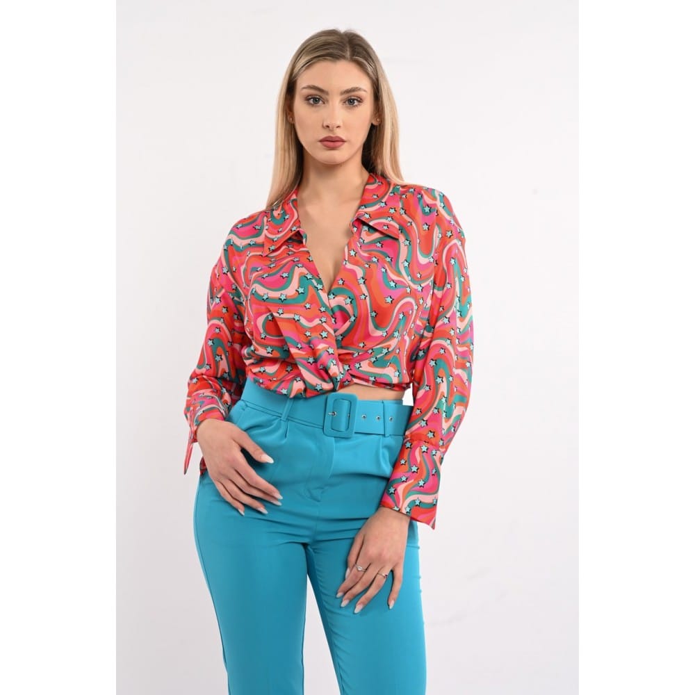 Camicia donna crop fantasia stelle vicolo