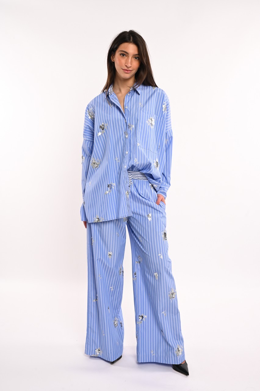 Pantalone donna palazzo a righe Dixie - Foto 10 di 12