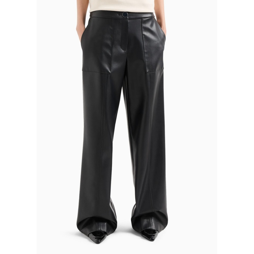 Armani Exchange leather palazzo trousers
