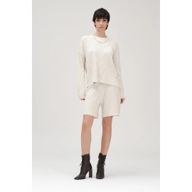 Shorts donna in maglia con trecce